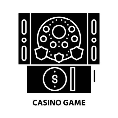 Kumarhane oyun simgesi, siyah vektör işareti, düzenlenebilir vuruşlar, konsept illüstrasyon