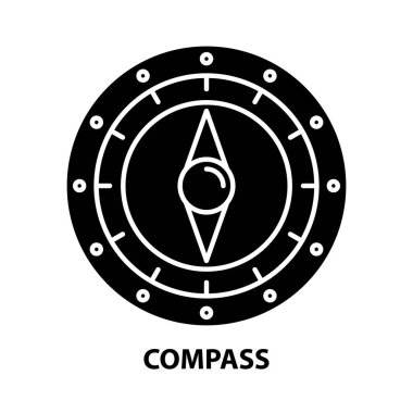 pusula simgesi, düzenlenebilir vuruşlu siyah vektör işareti, konsept illüstrasyon