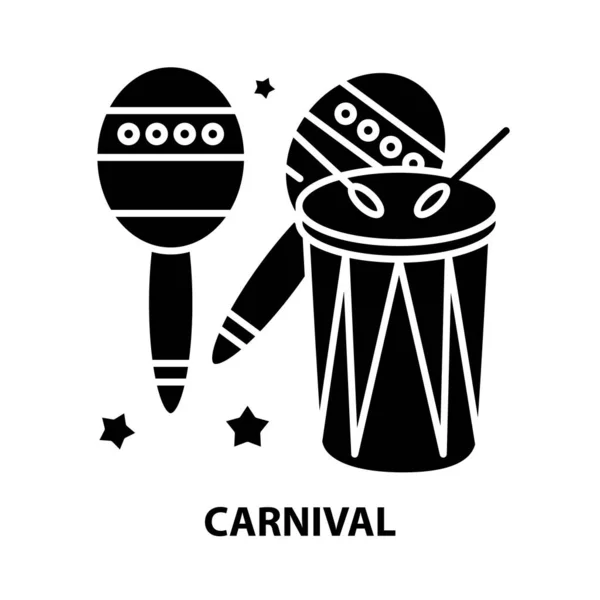 Ícone de carnaval, sinal vetorial preto com traços editáveis, ilustração conceito —  Vetores de Stock