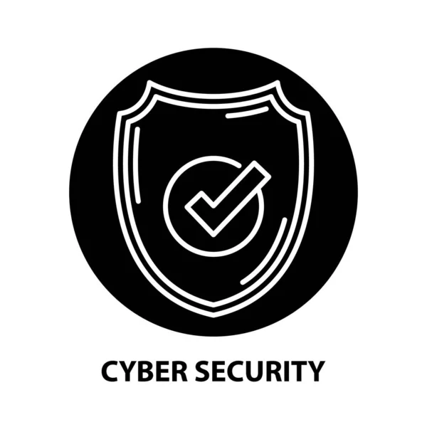 Cyber-Sicherheitssymbol, schwarzes Vektor-Zeichen mit editierbaren Strichen, Konzeptillustration — Stockvektor