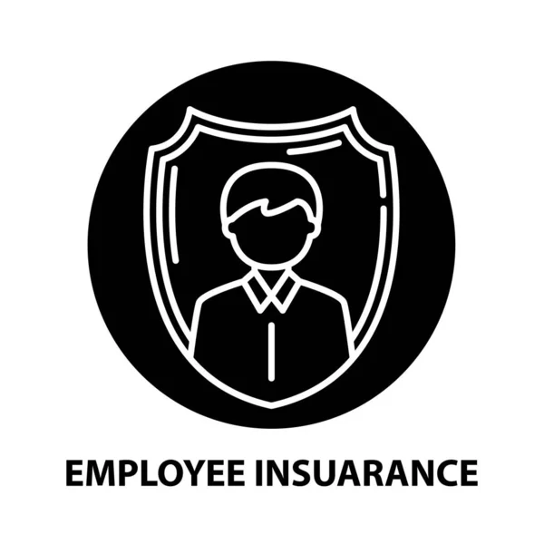 Employee insuarance icon, black vector sign with editable strokes, concept illustration — Stock Vector