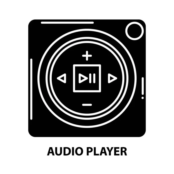 音频播放器图标，带有可编辑笔划的黑色矢量符号，概念图 — 图库矢量图片