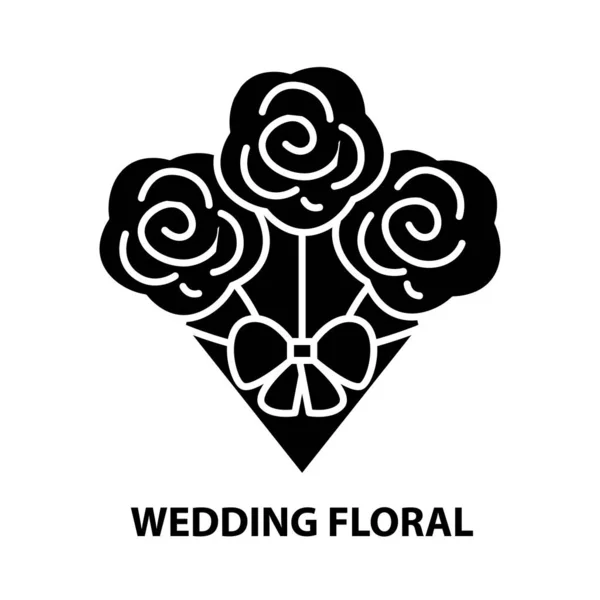 Icono floral de la boda, signo de vector negro con movimientos editables, ilustración de concepto — Archivo Imágenes Vectoriales