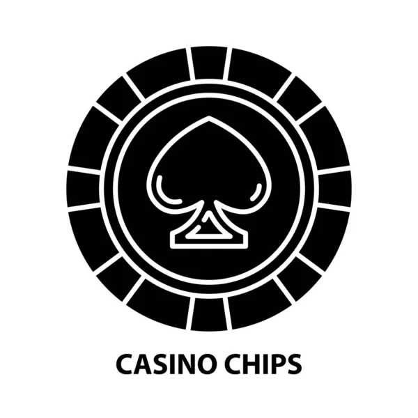 Ikona żetonów kasyna, czarny znak wektora z edytowalnymi pociągnięciami, ilustracja koncepcyjna — Wektor stockowy