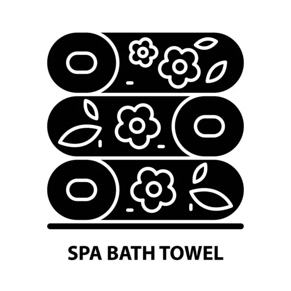 Ícone de toalha de banho spa, sinal de vetor preto com traços editáveis, ilustração conceito — Vetor de Stock