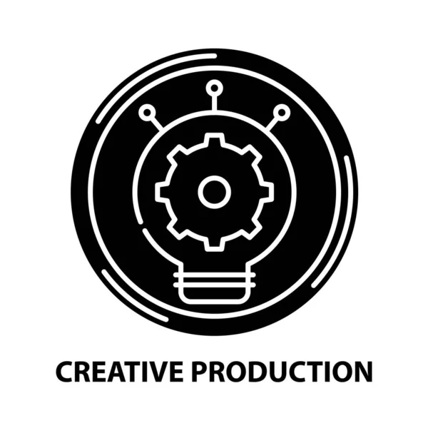 Icono de producción creativa, signo de vector negro con trazos editables, ilustración conceptual — Vector de stock