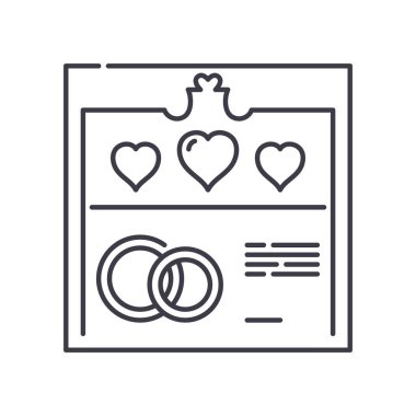 Davet simgesi, doğrusal izole edilmiş illüstrasyon, ince çizgi vektörü, web tasarım işareti, düzenlenebilir beyaz arkaplan üzerinde çizgi konsept sembolü.