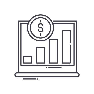Yatırım tahmin simgesi, doğrusal izole edilmiş illüstrasyon, ince çizgi vektörü, web tasarım işareti, düzenlenebilir konsept sembolü beyaz arkaplan üzerinde.