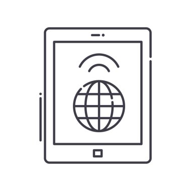 İnternet pazarlama planı simgesi, doğrusal izole edilmiş illüstrasyon, ince çizgi vektörü, web tasarım işareti, düzenlenebilir konsept sembolü beyaz arkaplan üzerinde.