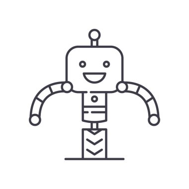 Entelektüel robot simgesi, doğrusal izole edilmiş illüstrasyon, ince çizgi vektörü, web tasarım işareti, düzenlenebilir beyaz arkaplan üzerinde çizgi konsept sembolü.