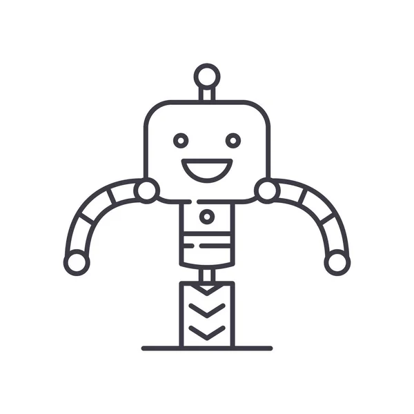 Icône de robot intelligent, illustration linéaire isolée, vecteur de ligne mince, signe de conception Web, symbole de concept de contour avec trait modifiable sur fond blanc. — Image vectorielle