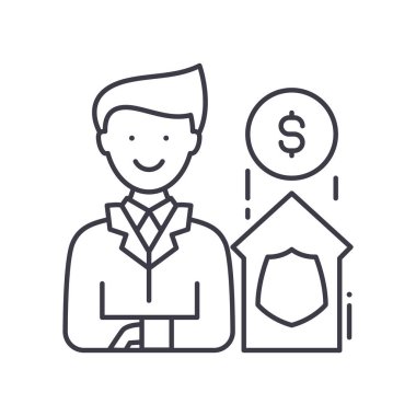 Sigorta simgesi simgesi, doğrusal izole edilmiş illüstrasyon, ince çizgi vektörü, web tasarım işareti, düzenlenebilir konsept sembolü beyaz arkaplan üzerinde.