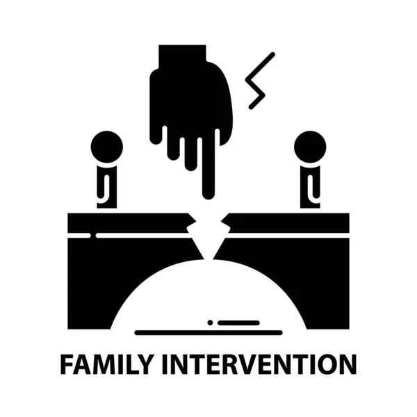 Icono de intervención familiar, signo de vector negro con trazos editables, ilustración conceptual — Archivo Imágenes Vectoriales