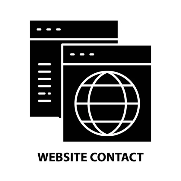 2010 년 11 월 17 일에 확인 함 . website contact icon, black vector sign with editable stroke, concepts illustration — 스톡 벡터