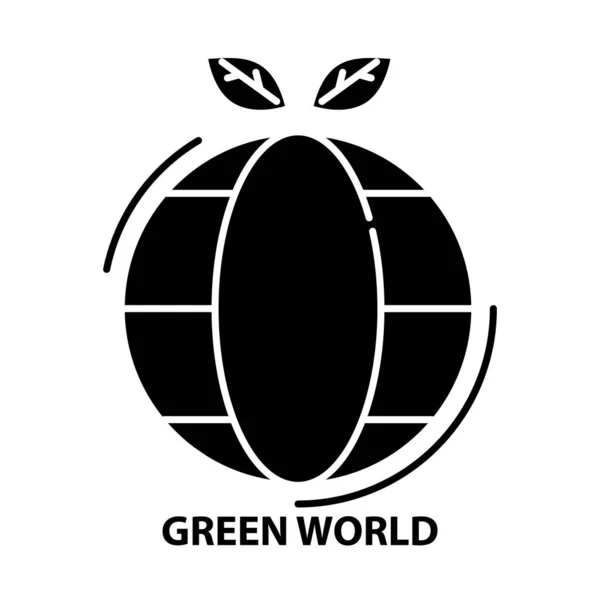 Icono de símbolo del mundo verde, signo de vector negro con trazos editables, ilustración de concepto — Vector de stock