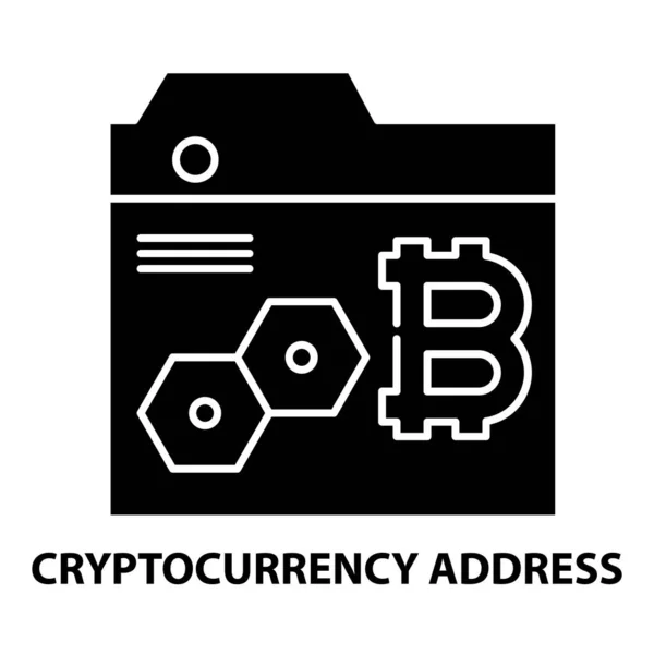 Cryptocurrency address icon, black vector sign with editable strokes, concept illustration — Stock Vector