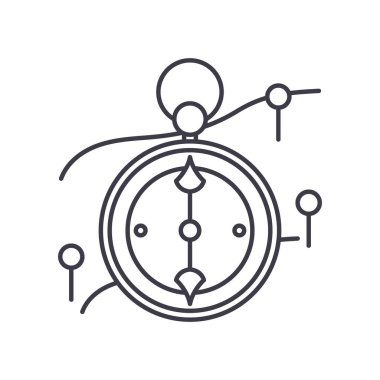 Navigasyon uygulama simgesi, doğrusal izole resimleme, ince çizgi vektörü, web tasarım işareti, düzenlenebilir konsept sembolü beyaz arkaplan üzerinde.