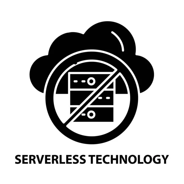 Icône de la technologie serverless, signe vectoriel noir avec touches modifiables, illustration de concept — Image vectorielle