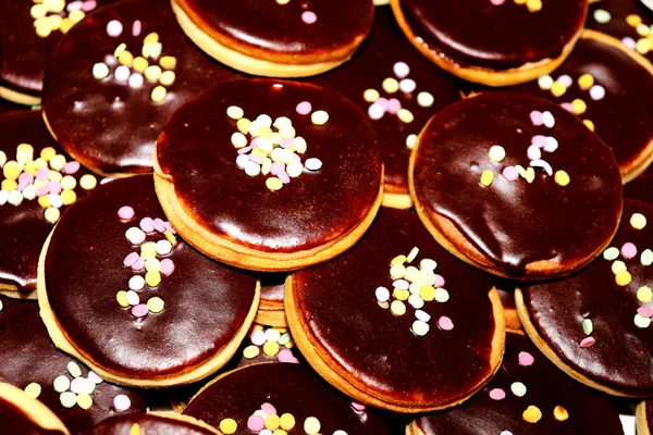 Heap Van Kerst Linzer Snoepjes Gedoopt Chocolade — Stockfoto