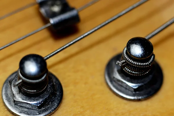 Gitaarstemmechanieken Met Snaren Close Macro — Stockfoto