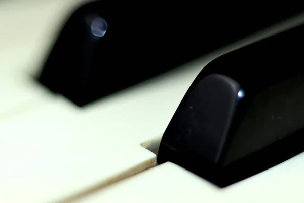 Teclas Acústicas Para Piano Macro Detallado Enfoque Selectivo — Foto de Stock