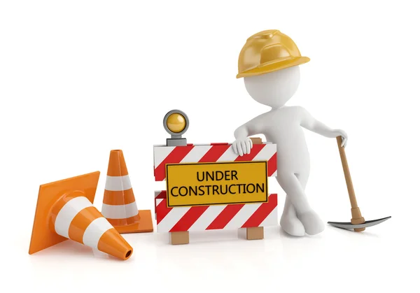 3d white people under construction Stock Photo