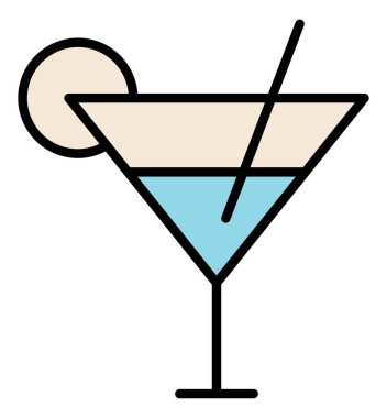 Beyaz arkaplanda kokteyl düz vektör simgesi