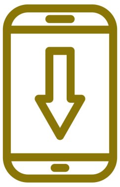 Vektör simgesi indiriliyor. biçim düz sembol, sarı renk, yuvarlak açılar, siyah arkaplan