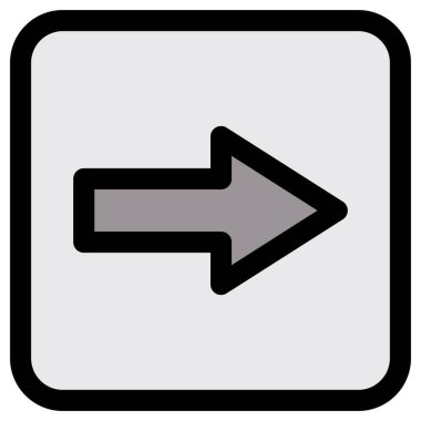 Sağ ok siyah vektör simgesi. resim biçimi yuvarlak kare çerçeveli düz bir resim sembolüdür.