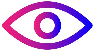 Göz vektör simgesi. biçim düz sembol, pembe renk, yuvarlak açılar, beyaz arkaplan