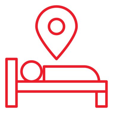 Harita konum vektörü simgesi. biçim çift renkli düz sembol, yoğun kırmızı ve siyah semboller, yuvarlak açılar,