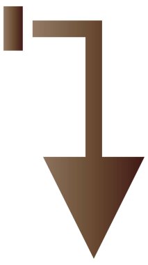 kahverengi renkli ok aşağı simgesi beyaz arkaplanda izole