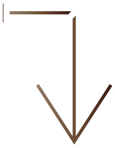 褐色箭头下的符号隔离在白色背景上 — 图库矢量图片