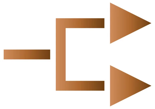 白の背景に孤立した茶色の矢印の右のシンボル — ストックベクタ