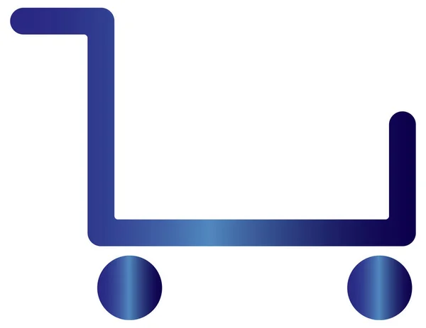 购物车向量图标 风格为双色扁平符号 蓝白两色 圆形角度 — 图库矢量图片