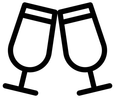 Beyaz arkaplanda şarap kadehleri vektör simgesi