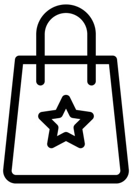 alışveriş poşeti vektör çizgisi simgesi