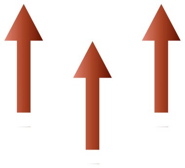 Beyaz arkaplanda izole edilmiş kırmızı ok yukarı simgesi