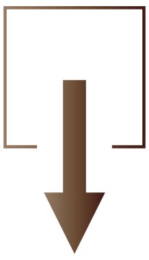 kahverengi renkli ok aşağı simgesi beyaz arkaplanda izole