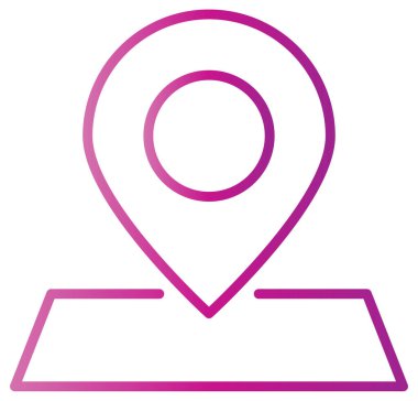 Harita işaretleyici simgesi. Vektör illüstrasyon biçimi bazı renklerde düz ikonik semboldür, pembe renk.