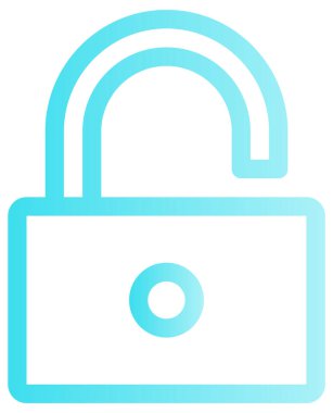 Vektör simgesini kilitle. biçim iki renkli düz sembol, mavi ve beyaz renkler, yuvarlak açılar, siyah arkaplan