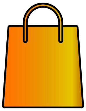 Turuncu çantalı alışveriş konsepti simgesi beyaz üzerine izole