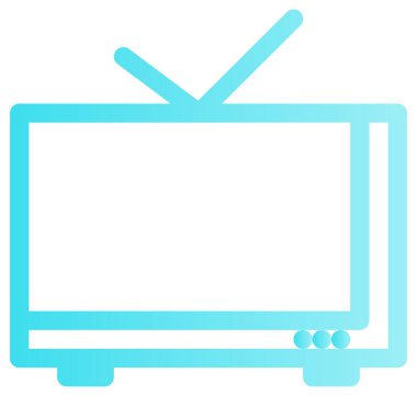 TV vektör simgesi. biçim iki renkli düz sembol, mavi ve gri renkler, yuvarlak açılar, beyaz arkaplan