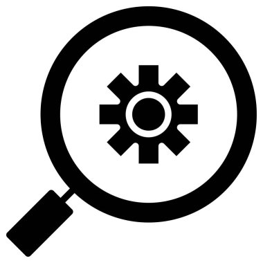 Arama motoru vektör simgesi. bicolor düz daire çizilmiş sembol, siyah ve beyaz renkler, yuvarlak açılar,