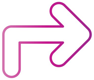 ok sağ vektör simgesi. biçim beyaz arkaplanda pembe renkli ince çizgi düz pictogram sembolüdür