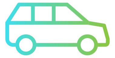 Araba vektör simgesi. biçim iki renkli düz sembol, eko yeşil ve gri renkler, yuvarlak açılar, beyaz