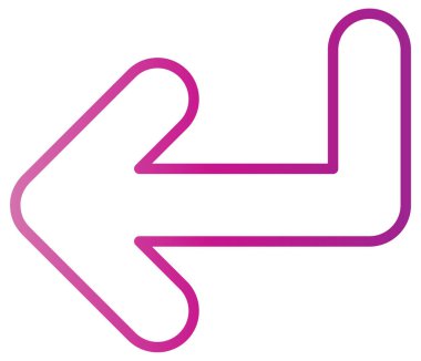 Sol ok vektör simgesi. biçim düz pictogram sembolü, pembe renk, beyaz arkaplan.