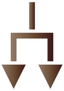 kahverengi renkli ok aşağı simgesi beyaz arkaplanda izole