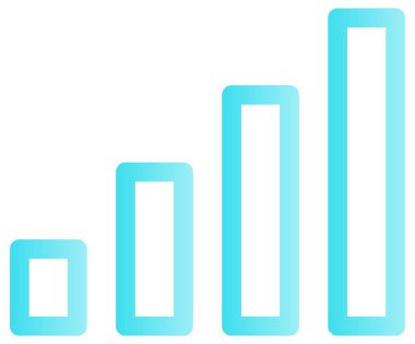 Bar çizelgesi simgesi. vektör biçimi, yuvarlak açılı iki renkli düz ikonik sembol, pürüzsüz mavi renkler, beyaz