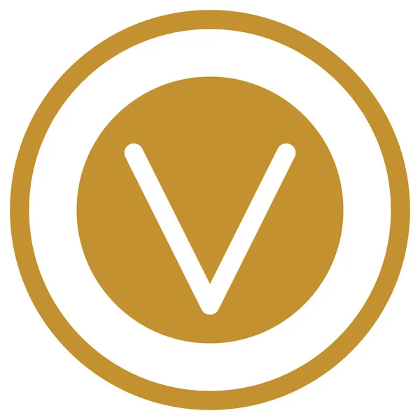 Ostře Dolů Vektorová Ikona Styl Plochý Kruhový Symbol Žlutá Barva — Stockový vektor